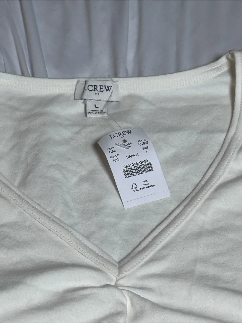 J. Crew Cream V-Neck Long Sleeve Bodysuit